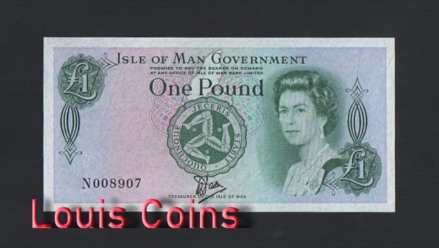 381-1 B381-ISLE OF MAN-1983男人島(曼島)紙幣,1 Pound(450)