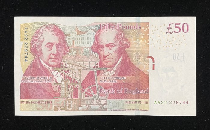 B386-GREAT BRITAIN-2010英國紙幣,50 Pounds-AA(B)