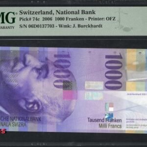 B387- SWITZERLAND-2006-瑞士紙幣-1000 Franken(O)