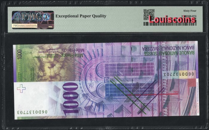 B387- SWITZERLAND-2006-瑞士紙幣-1000 Franken(O)