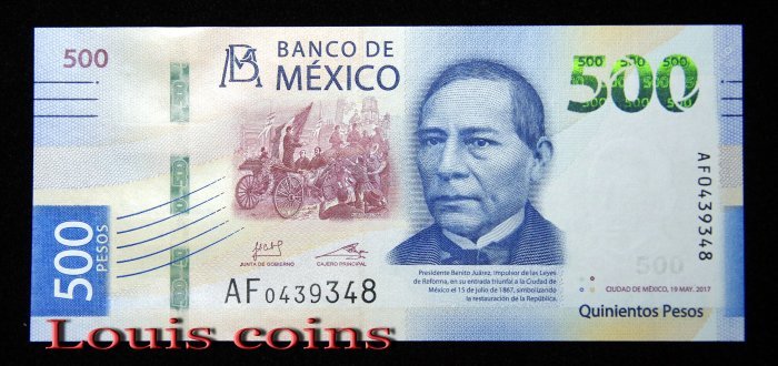 B393-MEXICO-2019墨西哥紙幣500 Pesos(B)