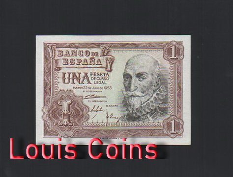 B395-SPAIN-1953西班牙紙幣1 Peseta(1288)