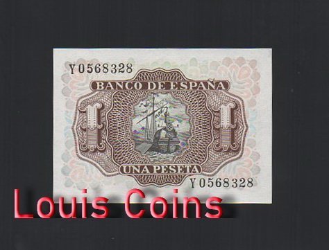 B395-SPAIN-1953西班牙紙幣1 Peseta(1288)