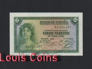 B398-SPAIN-1935西班牙紙幣5 Pesetas(O)