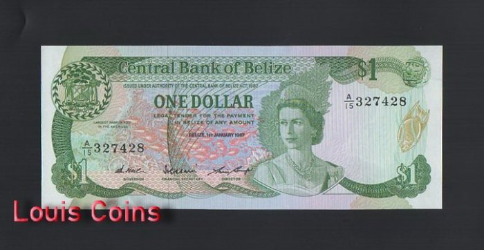 B040-BELIZE1983-1987-貝里斯(伯利茲)紙幣,1 Dollar