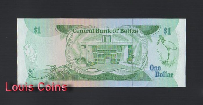 B040-BELIZE1983-1987-貝里斯(伯利茲)紙幣,1 Dollar