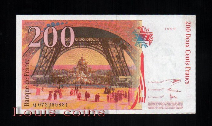 B042-FRANCE-1999法國紙鈔.200 francs古斯塔夫.艾菲爾鐵塔(45)