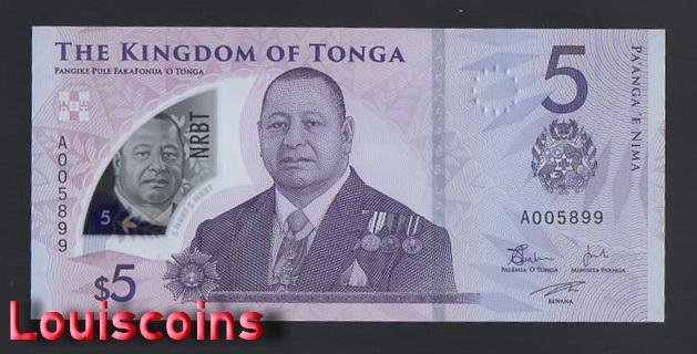 B046-TONGA-2023東加(湯加)塑膠紙幣,5 Paanga(209)
