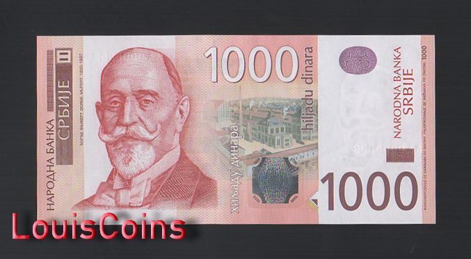 52-1 B052-SERBIA--2011 & 2014塞爾維亞紙幣,1000 Dinara(B)