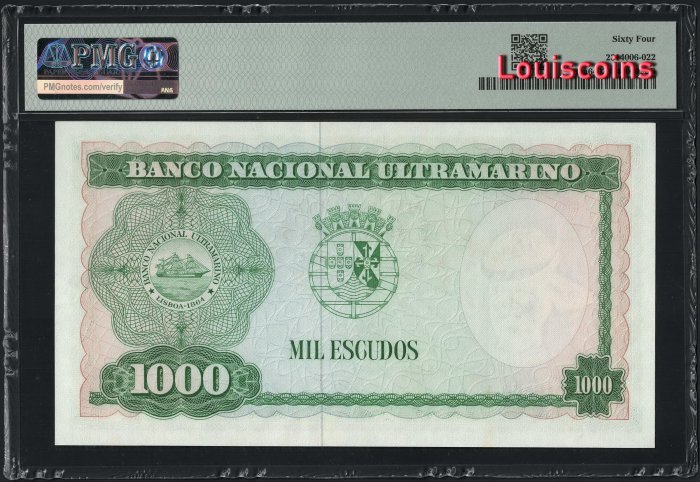 B054-TIMOR-1968東帝汶紙幣-1000 Escudos(O)