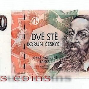 57-1 B057-CZECHOSLOVAKIA-1998捷克斯洛伐克紀念紙鈔200koruna(B)