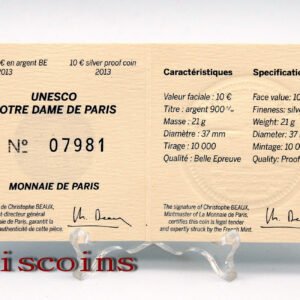 60-5 F060‧France‧2013法國‧世界遺產~巴黎聖母院850年Proof紀念銀幣
