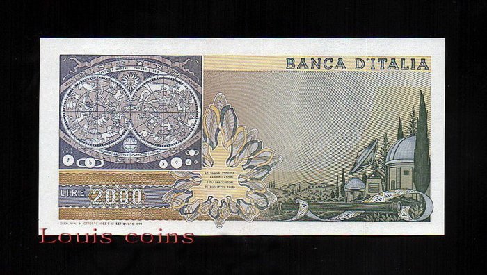 63-2 B063- ITALY-1973義大利紙鈔.2000 Lire伽利略(352)