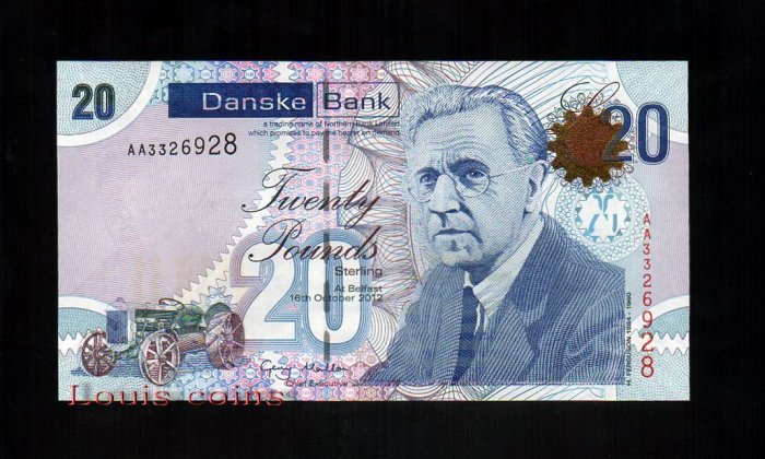 67-13 B067-NORTHERN IRELAND-2012北愛爾蘭紙鈔.20 pounds(714)