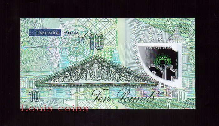 68-2 B068-NORTHERN IRELAND-2017北愛爾蘭塑膠鈔.10 pounds(1311)