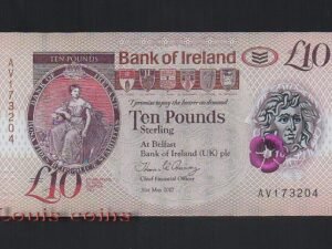 71-1 B071-NORTHERN IRELAND-2017北愛爾蘭塑膠鈔.10 pounds(1309)