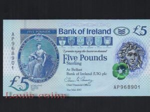 72-1 B072-NORTHERN IRELAND-2018北愛爾蘭塑膠鈔5 pounds(1307)