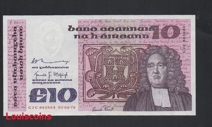 78-1 B78-IRELAND-(1978-1992)-愛爾蘭鈔票-10 Pound(O)
