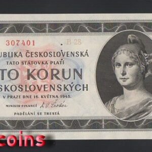 B086-CZECHOSLOVAKIA-1945捷克斯洛伐克紙幣,100 Korun(O)