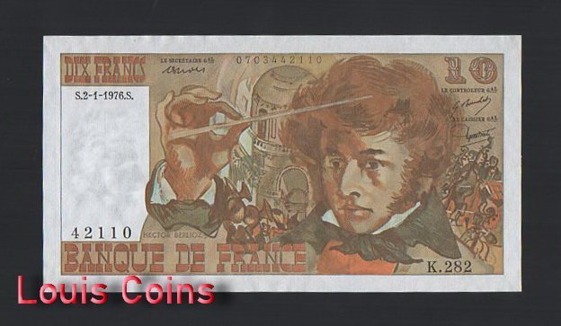 87-1 B087-FRANCE-1972-1978法國紙幣,10 Francs(B)