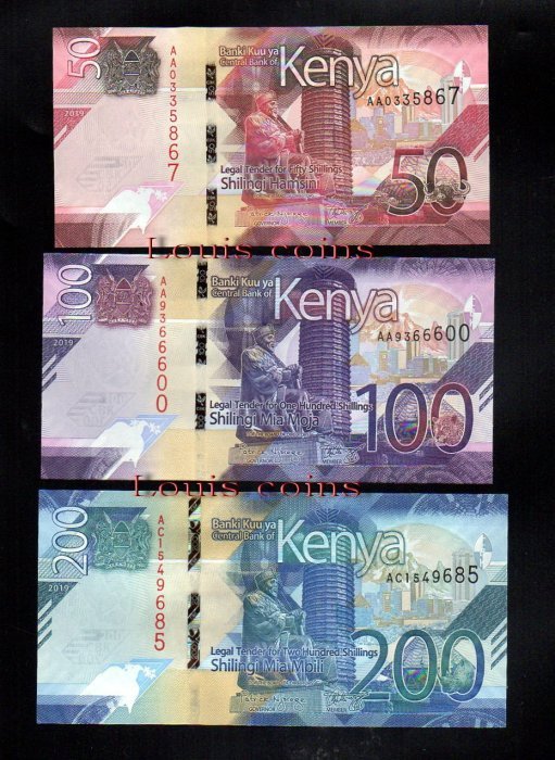 B091-KENYA-2019肯亞全套鈔票.5張一套(O)