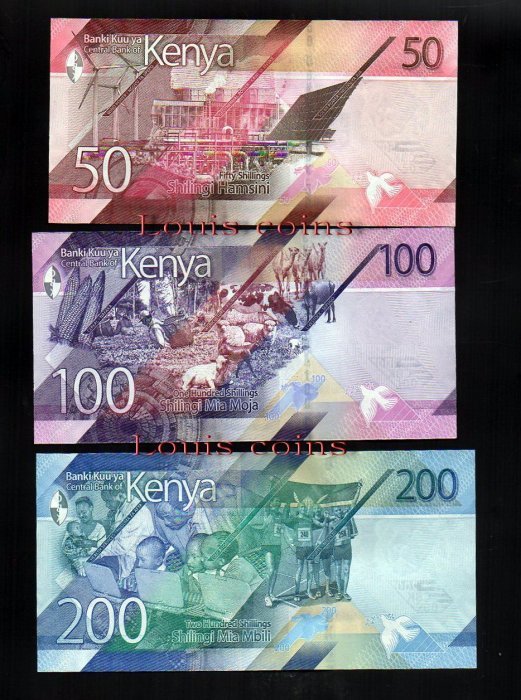 B091-KENYA-2019肯亞全套鈔票.5張一套(O)