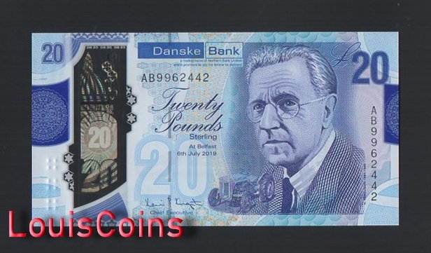 95-1 B095-NORTHERN IRELAND-(2019)2020北愛爾蘭塑膠紙幣 20 Pounds(487)