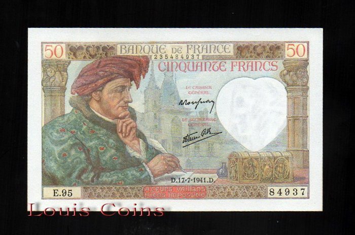 98-1 B098-FRANCE-1940-42法國鈔票.50 Francs(B)