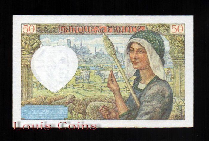 98-2 B098-FRANCE-1940-42法國鈔票.50 Francs(B)