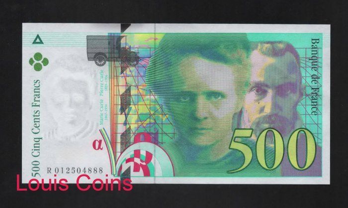 99-1 B099-FRANCE-1994-2000法國鈔票-500 Francs(281)