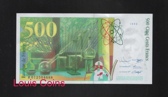 99-2 B099-FRANCE-1994-2000法國鈔票-500 Francs(281)