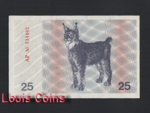 1011-1 B1011-LITHUANIA-1991立陶宛紙幣,25 Talonas(O)