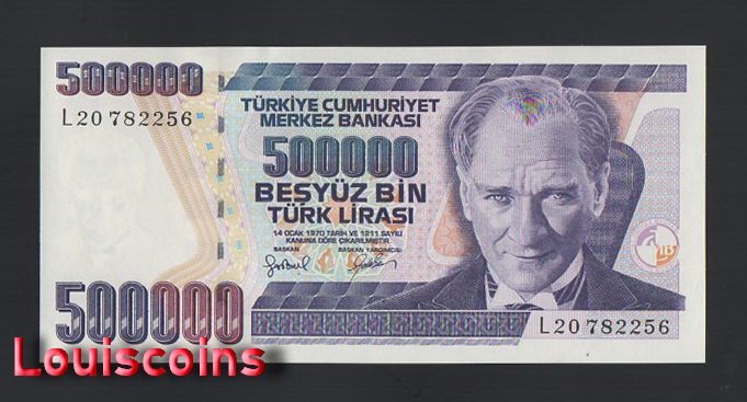 1012-1 B1012-TURKEY-L.1970土耳其鈔票-500.000 Türk(379)
