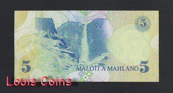 1022-2 B1022-LESOTHO-1989賴索托紙幣,5 Maloti(766)