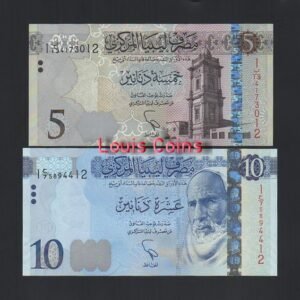 B1027-LIBYA-ND (2015)利比亞紙幣,5,10Dinars(O)