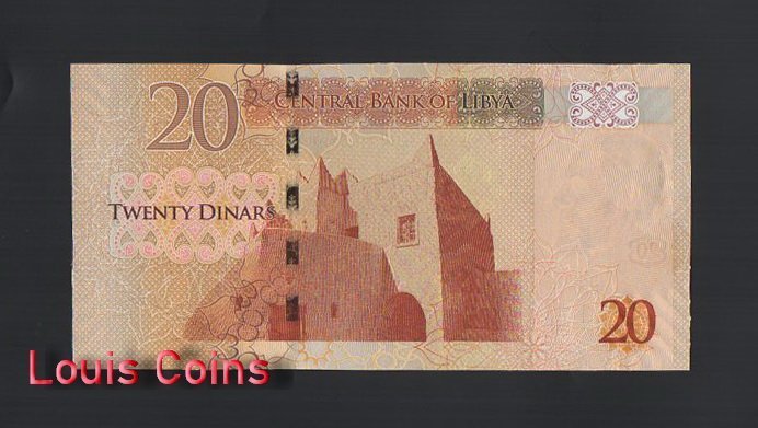 B1028-LIBYA-ND (2016)利比亞紙幣,20 Dinars(O)