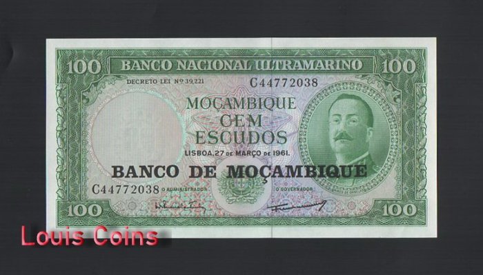 B1035-MOZAMBIQUE-1976莫三比克紙幣,100 Escudos(851)