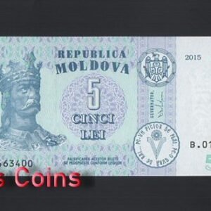 B1041-MOLDOVA-2015摩爾多瓦紙幣,5 Leu（577）