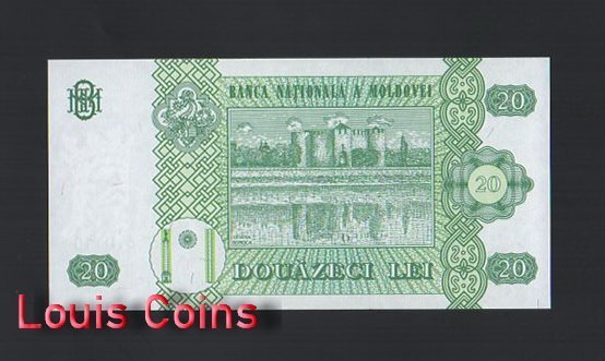 B1043-MOLDOVA-1992-2013摩爾多瓦紙幣,20 Leu(1318)