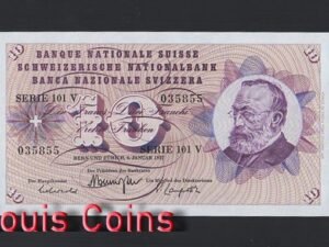 399-1 B399-SWITZERLAND--1955-1977瑞士紙幣10 Franken(B)
