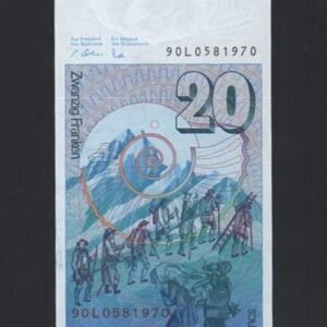 B400-SWITZERLAND--1978-1992瑞士紙幣20 Franken(B)
