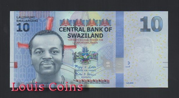 B409-SWAZILAND--2010 史瓦濟蘭紙幣10 Emalangeni(535)
