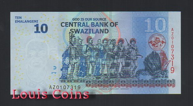 B409-SWAZILAND--2010 史瓦濟蘭紙幣10 Emalangeni(535)