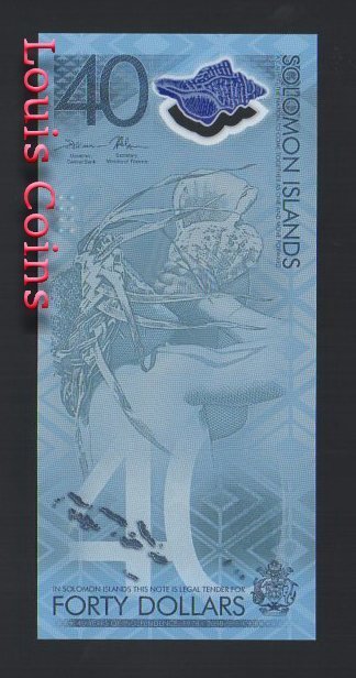B413-SOLOMON ISLAND--2018索羅門群島紀念塑膠鈔票40 Dollars(B)
