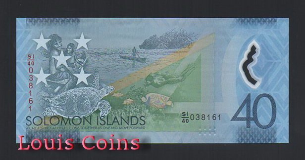 B413-SOLOMON ISLAND--2018索羅門群島紀念塑膠鈔票40 Dollars(B)