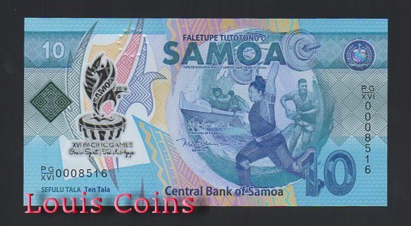 417-1 B417-SAMOA--2019薩摩亞紀念塑膠鈔票10 Tala(283)