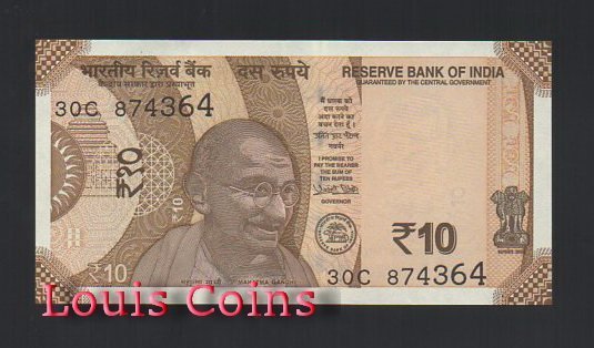 B420-INDIA--2017印度紙幣10 Rupees（528）