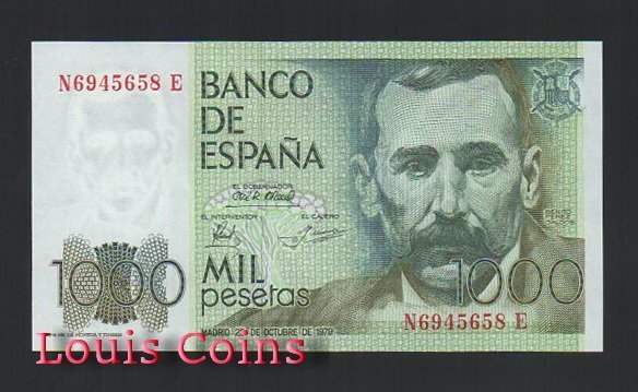 B430-SPAIN--1979西班牙紙幣1.000 Pesetas(40)