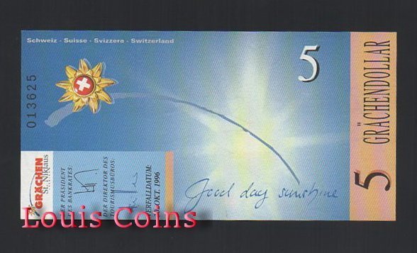 B433-SWITZERLAND--1996瑞士地方鈔票(1122)