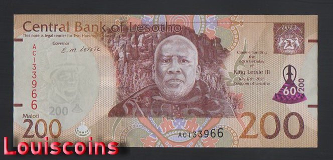 435-1 B435-LESOTHO-2023賴索托紀念紙幣200 Maloti(B)